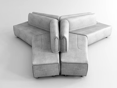 Modern Gray Modular Sectional Sofa With Soft Fabric Upholstery And Unique Design Structure 3d model