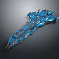 Futuristic Blue Sci Fi Spaceship With Intricate Metallic Structure And Detailed Design