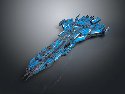 Futuristic Blue Sci Fi Spaceship With Intricate Metallic Structure And Detailed Design 3d model