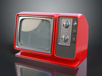 Red Vintage Television Electronic Appliance With Classic Knobs And Retro Design 3d model
