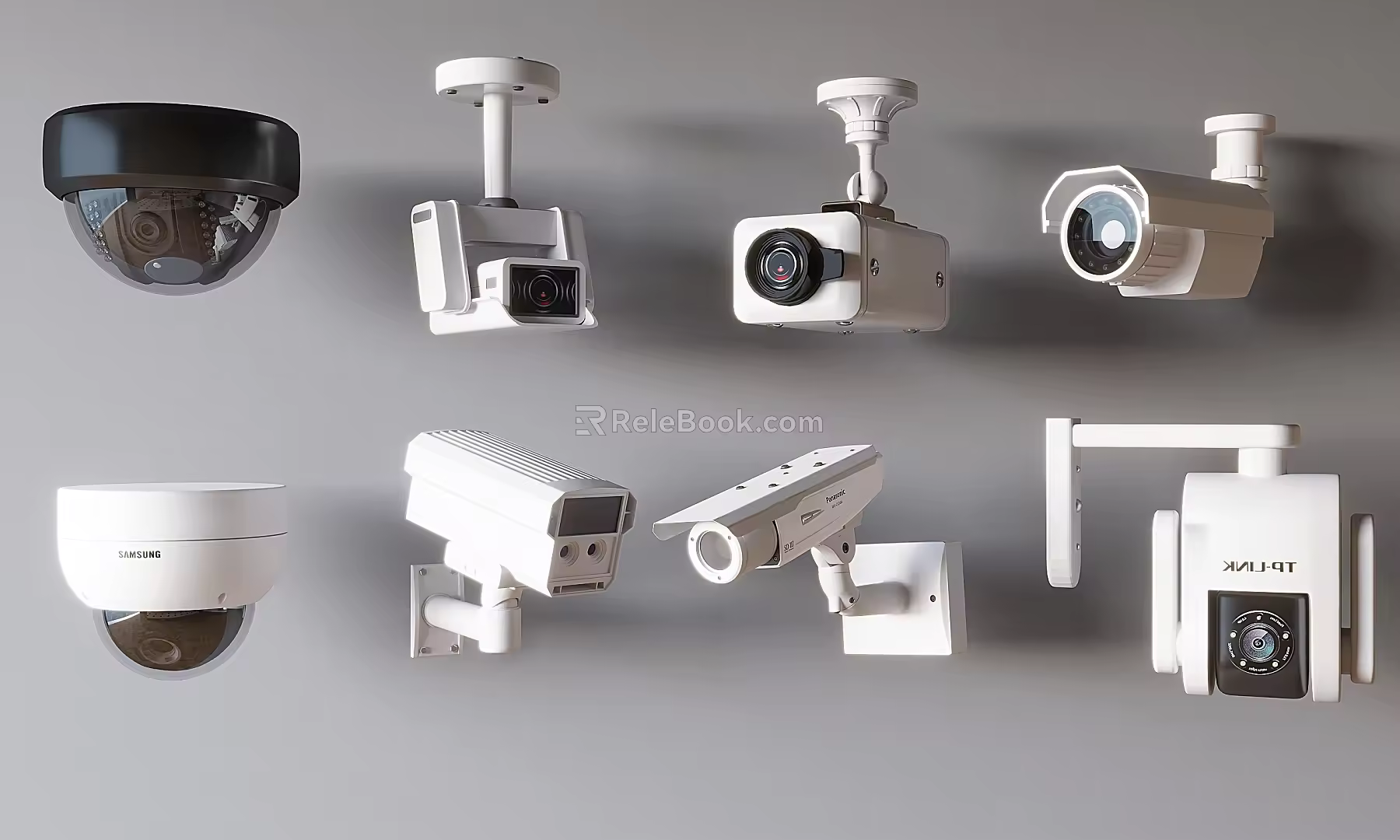 Surveillance camera monitor spherical camera infrared monitor probe monitoring combination 3d model