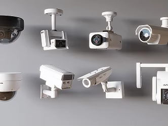 Surveillance camera monitor spherical camera infrared monitor probe monitoring combination 3d model