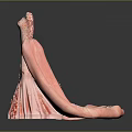 Elegant Pink Evening Gown With Long Sleeves And Embellished Train Design