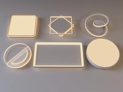 Modern Ceiling Lights With Various Shapes Including Square Round And Rectangular 3d model