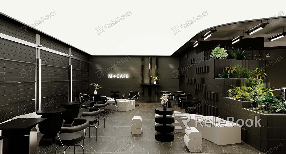 Modern Milk Tea Shop Coffee Shop Indoor Plant Negotiation Area Card Seat Sofa Leisure Chair Shaped Mirror model