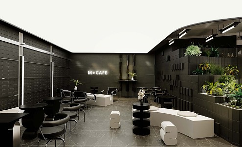 Modern Milk Tea Shop Coffee Shop Indoor Plant Negotiation Area Card Seat Sofa Leisure Chair Shaped Mirror 3d model