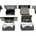 Various Double Bed Designs With Modern Headboards And Different Bed Frames 3d model