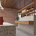 Office Front Desk Modern Front Desk Office Partition Screen Indoor Potted Apple Notebook Office Chandelier 3d model