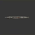 Decorative Golden Long Weapon Featuring Intricate Design And Red Accents