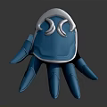 Blue Claw Shaped 3D Model With White Decorative Accents And Multiple Sharp Claws