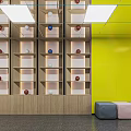 Bright Book Art Space With Yellow Walls And Circular Cutouts