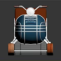 Blue Sleigh With Red Seat Snowflake Patterns Orange Skis And Tracks