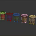 Colorful Public Trash Bins In Five Different Colors Red Blue Green Yellow Brown