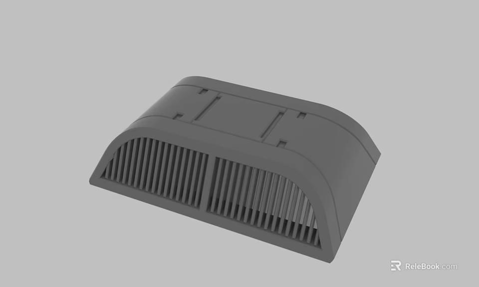 Gray Curved Top Ventilation Grille With Functional Design And Mounting Points 3d model 