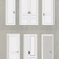 Modern White Flush Interior Doors With Brass Handles And Simple Design 3d model