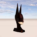 Dark Colored Shiny Helmet Against Blue Sky With White Clouds And Light Ground