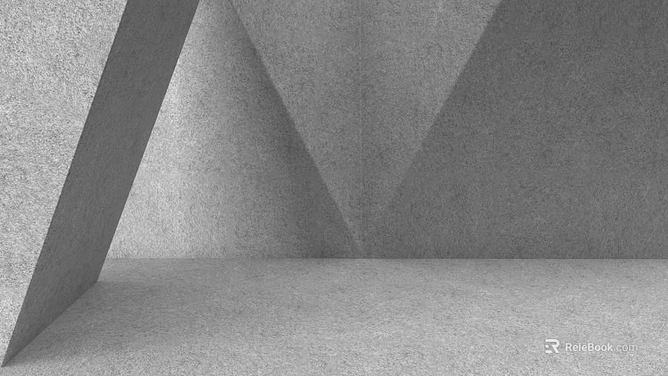 Gray Geometric Concrete Wall And Floor Modern Minimalist Interior Design 3d model 