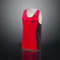 Red Tank Top With Black Side Panels And Front Logo Design Style 3d model