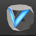 Modern Geometric Polyhedron With Blue Illumination And White Faceted Surface