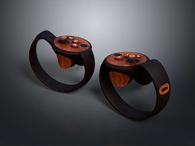 Computer Smart Ring Accessories With Black Design Wooden Panel And Control Buttons 3d model