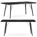 Modern Stylish Dining Table With Black Surface And Gold Accent Metal Legs