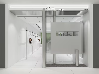 Modern Clothing Store Interior With White Walls Clothing Racks And Fitting Room 3d model