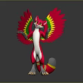 Colorful Mythical Game Movie Character With Pink Wings Green Yellow Stripes And Red White Body