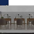 Modern Hair Beauty Salon Interior With Arched Wooden Decor Round Mirrors Chandeliers And Hairdressing Chairs