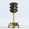 Solar Powered Mobile Traffic Light Road Facility With Yellow Base And Wheels 3d model