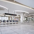 Modern Train Station Interior With Curved White Pillars Automatic Ticket Gates And Bright Lighting 3d model