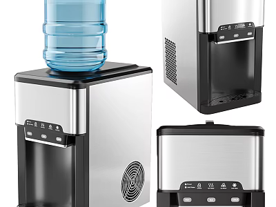 Modern Stainless Steel Water Dispenser With Top Water Bottle And Black Silver Design 3d model