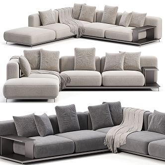 Multi-person sofa with armrest combination sofa 3d model