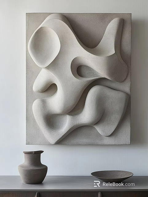Modern Abstract Light Gray Wall Decor With Curved Hollow 3D Design For Home 3d model 