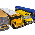 Various Colored School Buses And Different Bus Types Display Collection