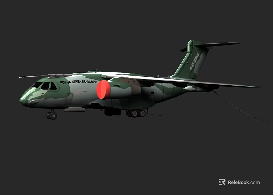 Indonesian Air Force Passenger Aircraft With Camouflage Livery And Red Circular Insignia 3d model 