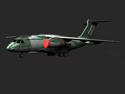 Indonesian Air Force Passenger Aircraft With Camouflage Livery And Red Circular Insignia 3d model