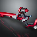 Red Futuristic Mechanical Weapon Arm With Cannon And Metallic Joints