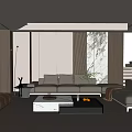 Modern Living Room Interior With Sofa Coffee Table Rug And Marble Wall Decor