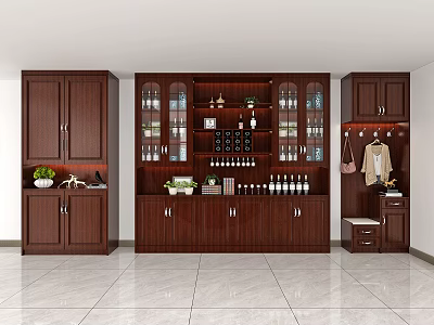 New Chinese Style Wine Cabinet Wine Cabinet Wall Cabinet Shoe Cabinet 3d model