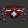 Red Sci Fi Aerospace Spaceship With Aerodynamic Wings And Metallic Structure