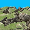 Scenic Garden Landscape With Rocky Formations Lush Green Vegetation And Natural Hills