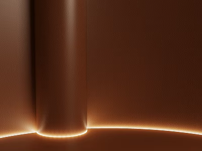 Modern Brown Upholstery Curved Design With Soft Glowing LED Light Strip 3d model