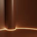 Modern Brown Upholstery Curved Design With Soft Glowing LED Light Strip