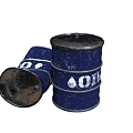Household Items Blue Oil Drums Featuring Water Drop Patterns Standing And Lying