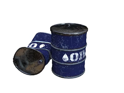 Household Items Blue Oil Drums Featuring Water Drop Patterns Standing And Lying 3d model