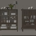 Vintage Wooden Decorative Cabinets With Glass Doors Open Shelves Displaying Vases Books Decorative Items