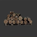 Fresh Natural Wood Logs Stacked On Wooden Pallet For Construction Materials