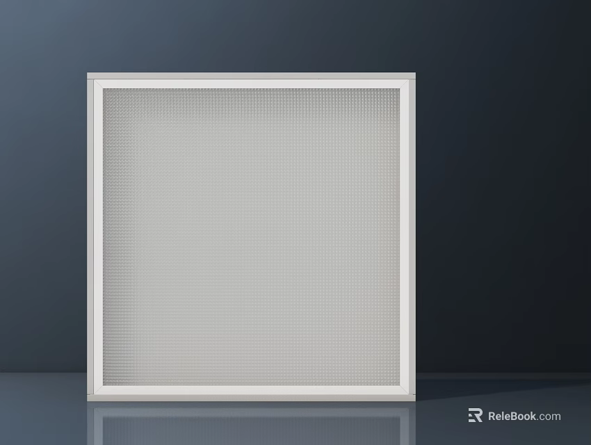 Modern White Square Grille Panel with Smooth Surface on Dark Background 3d model 
