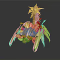 Golden Ornate Mechanical Dragon Sculpture With Metallic Armor And Sharp Details