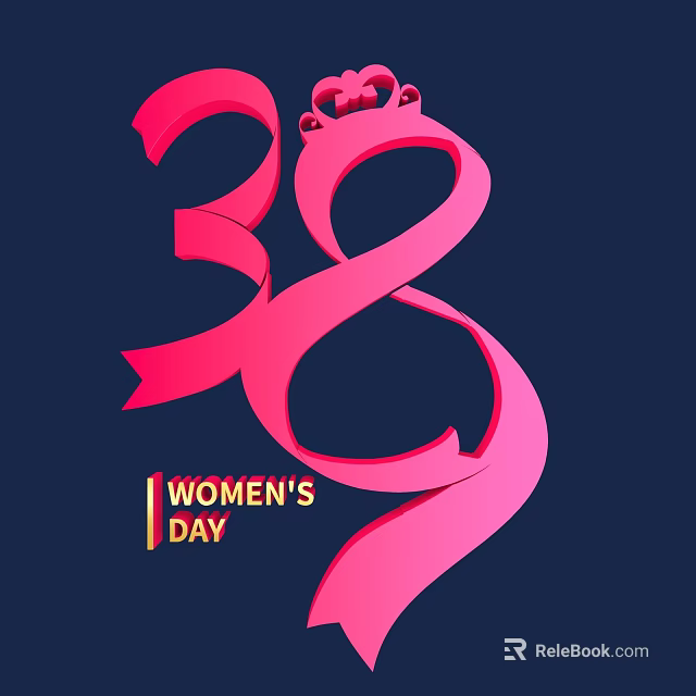 Stylish Pink 38 Women's Day Celebration Design With Decorative Elements 3d model 